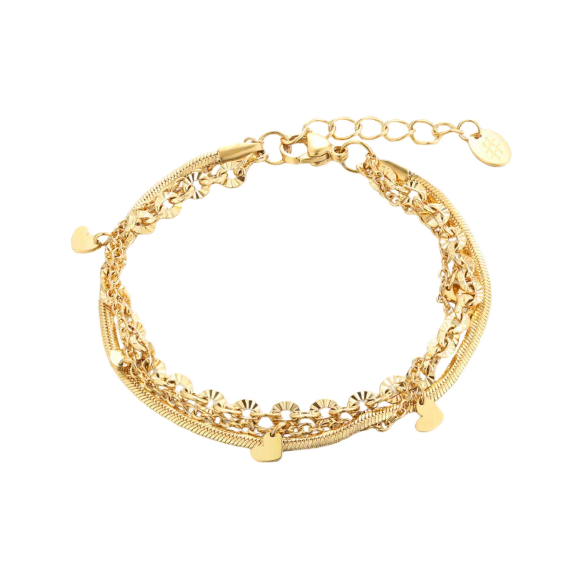 Bracciale Triplo Filo Cuoricini_AcciaioInox "BRAND"