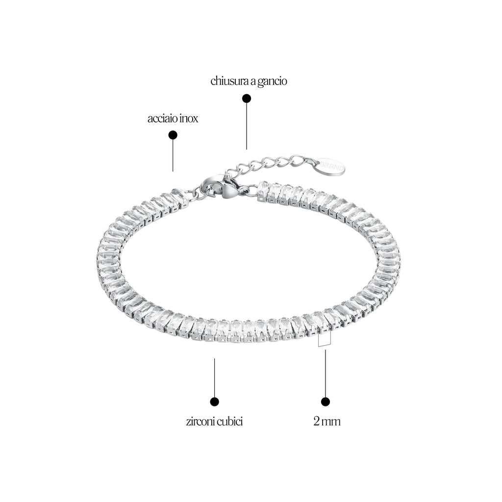Bracciale Tennis in Acciaio Inox - Brand