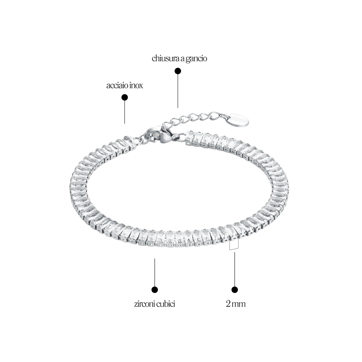 Bracciale Tennis in Acciaio Inox - Brand