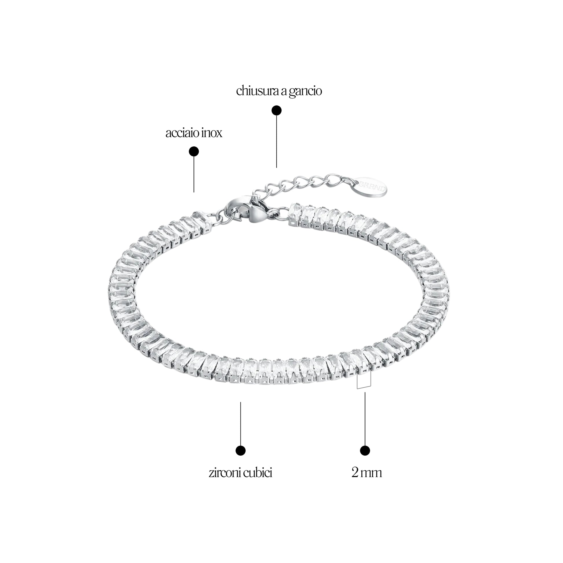 Bracciale Tennis_AcciaioInox "BRAND"