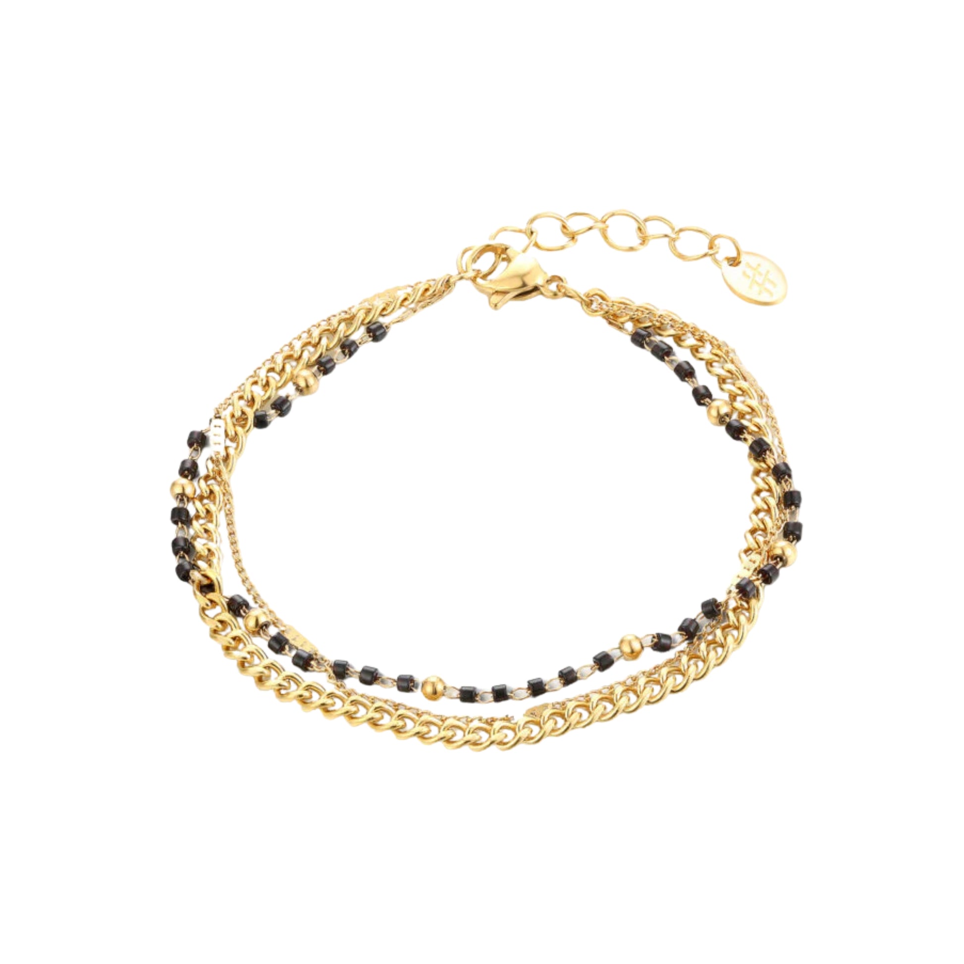 Bracciale Triplo Filo con Perline_AcciaioInox "BRAND"