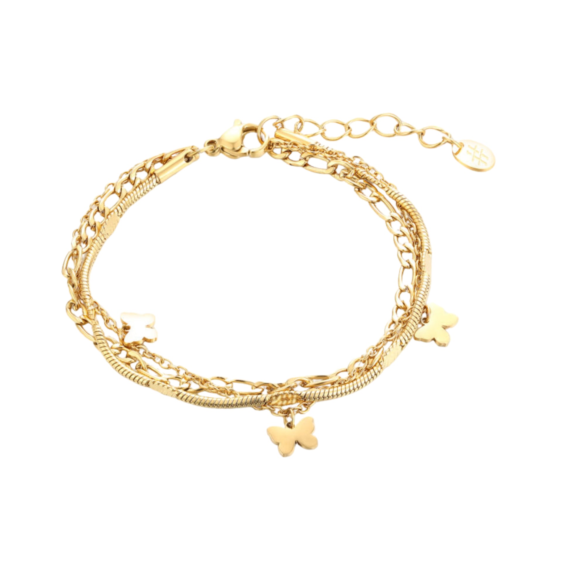 Bracciale Triplo Filo con Farfalle_AcciaioInox "BRAND"