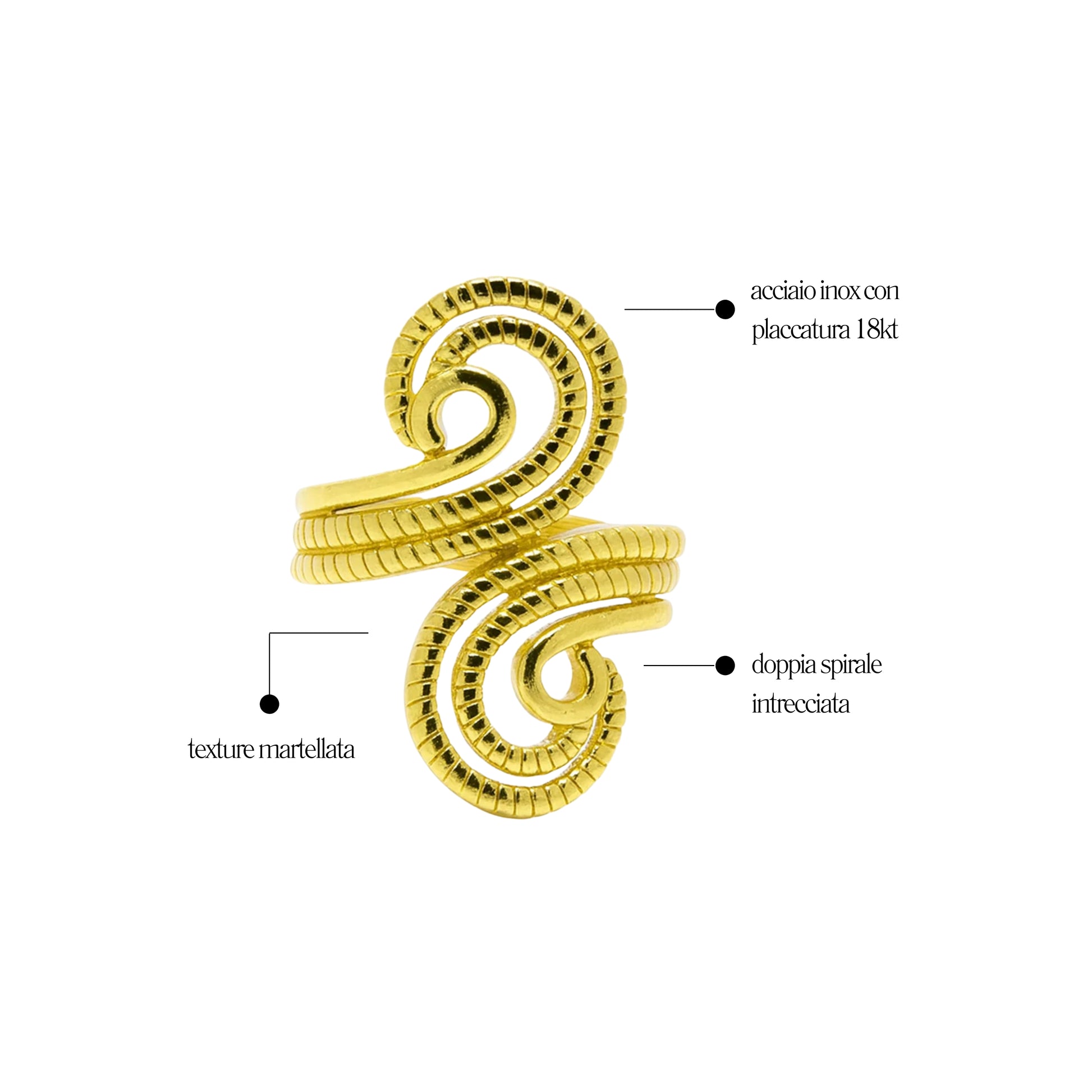 Anello Enea in Acciaio Inox Placcato 18kt - Les Folies