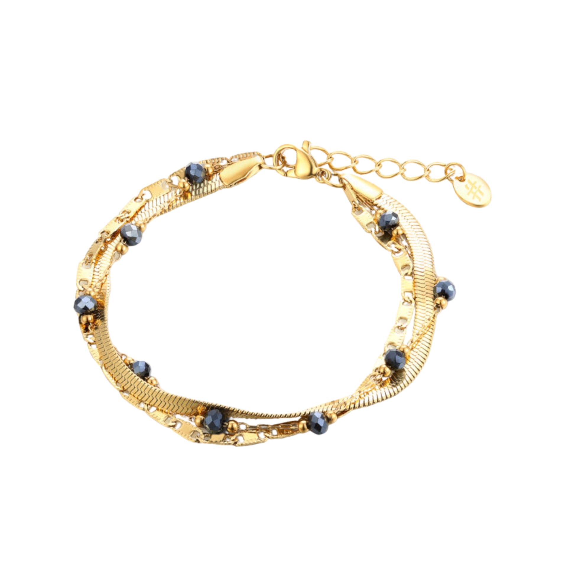 Bracciale Triplo Filo con Cristalli_AcciaioInox "BRAND"