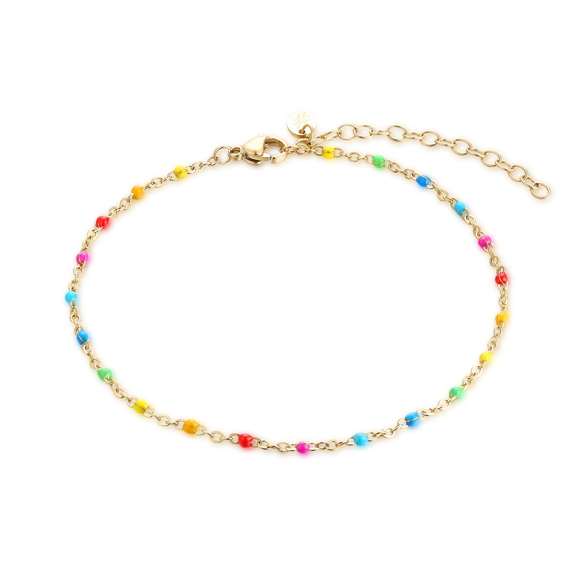 Cavigliera Gocce di Smalto Colorate in acciaio inox Margarita - Brand Gioielli