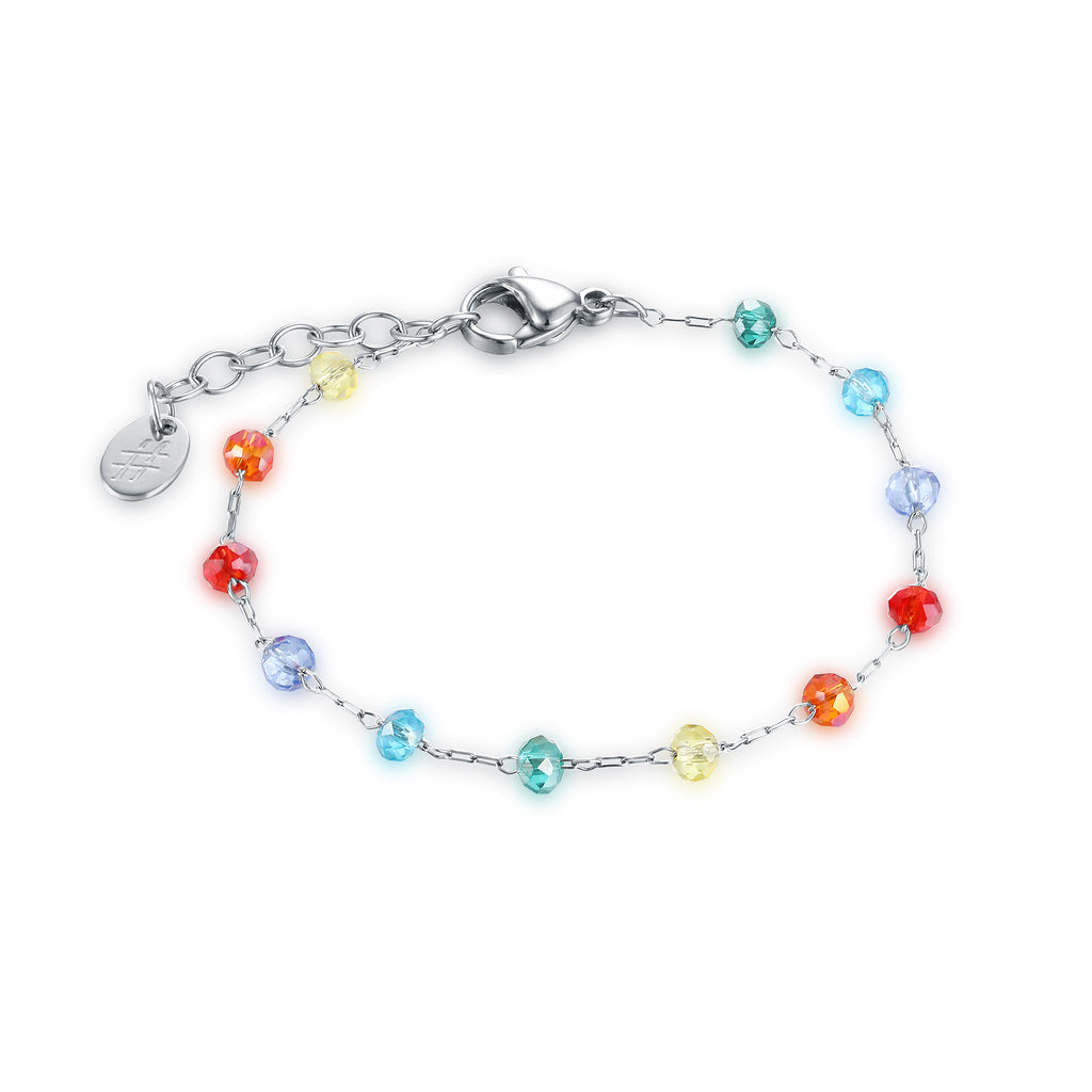Bracciale Cristalli Arcobaleno in acciaio inox Summer Vibes - Brand Gioielli