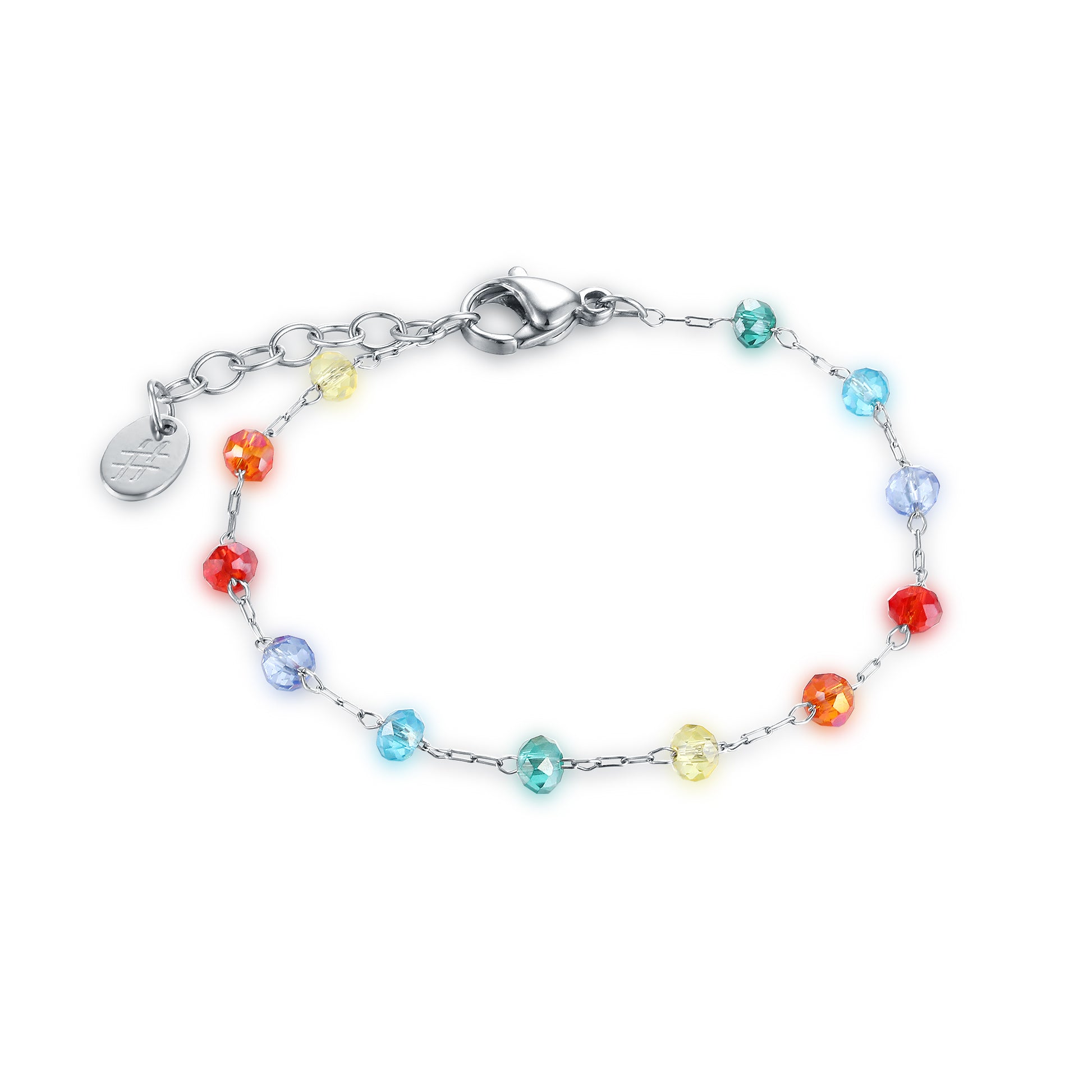 Bracciale Cristalli Arcobaleno in acciaio inox Summer Vibes - Brand Gioielli