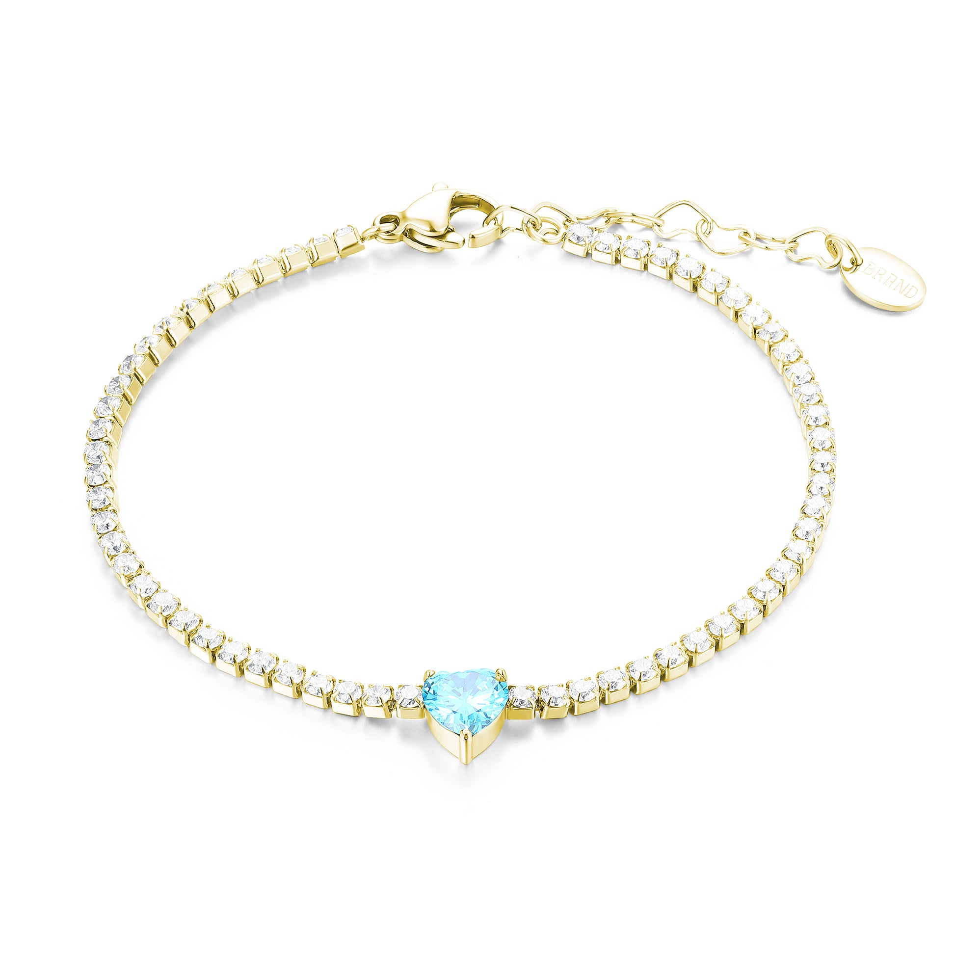 Bracciale Tennis con Cristallo a Cuore in acciaio inox - Brand Gioielli