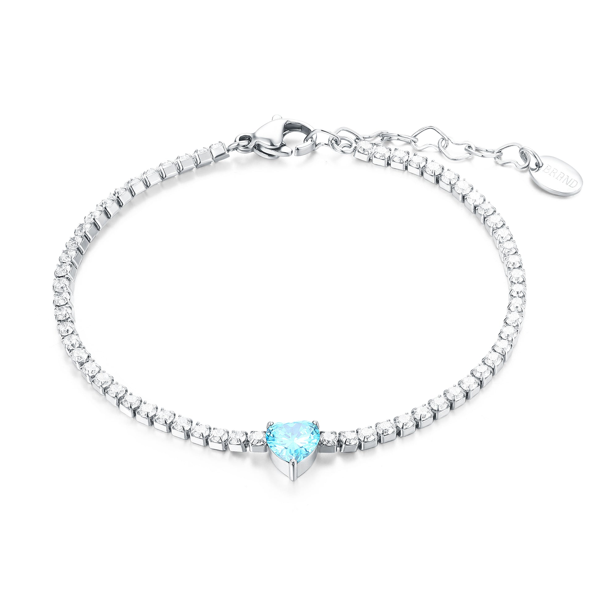 Bracciale Tennis con Cristallo a Cuore in acciaio inox - Brand Gioielli