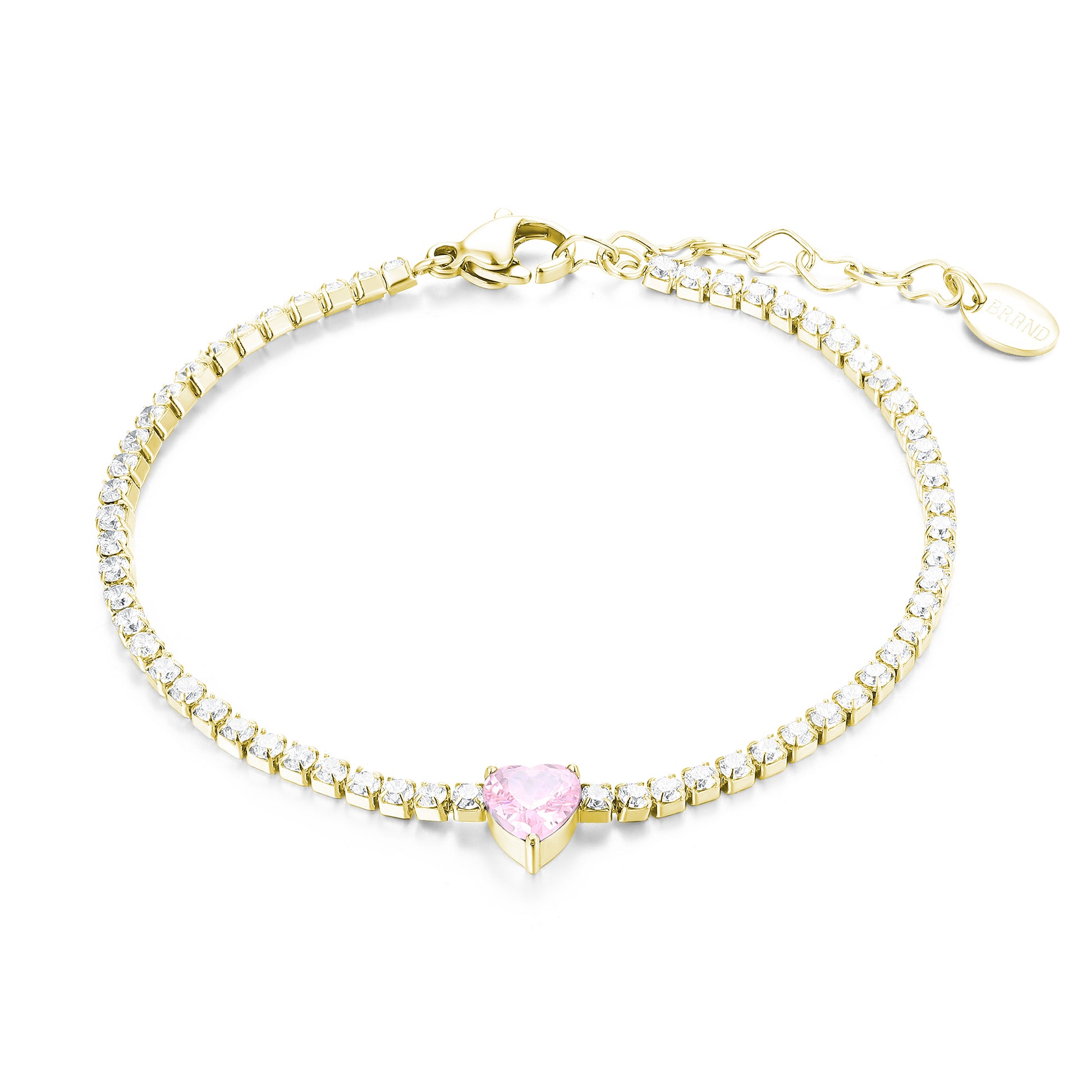 Bracciale Tennis con Cristallo a Cuore in acciaio inox - Brand Gioielli