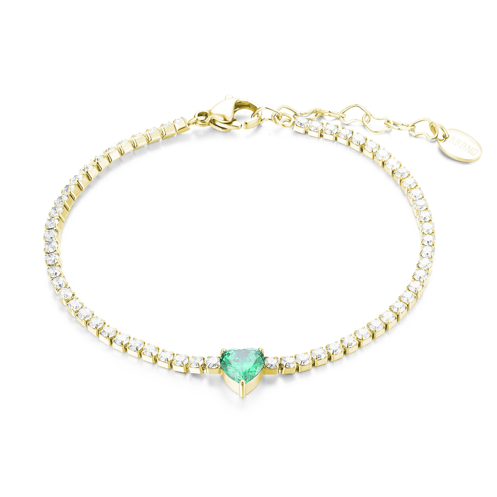 Bracciale Tennis con Cristallo a Cuore in acciaio inox - Brand Gioielli