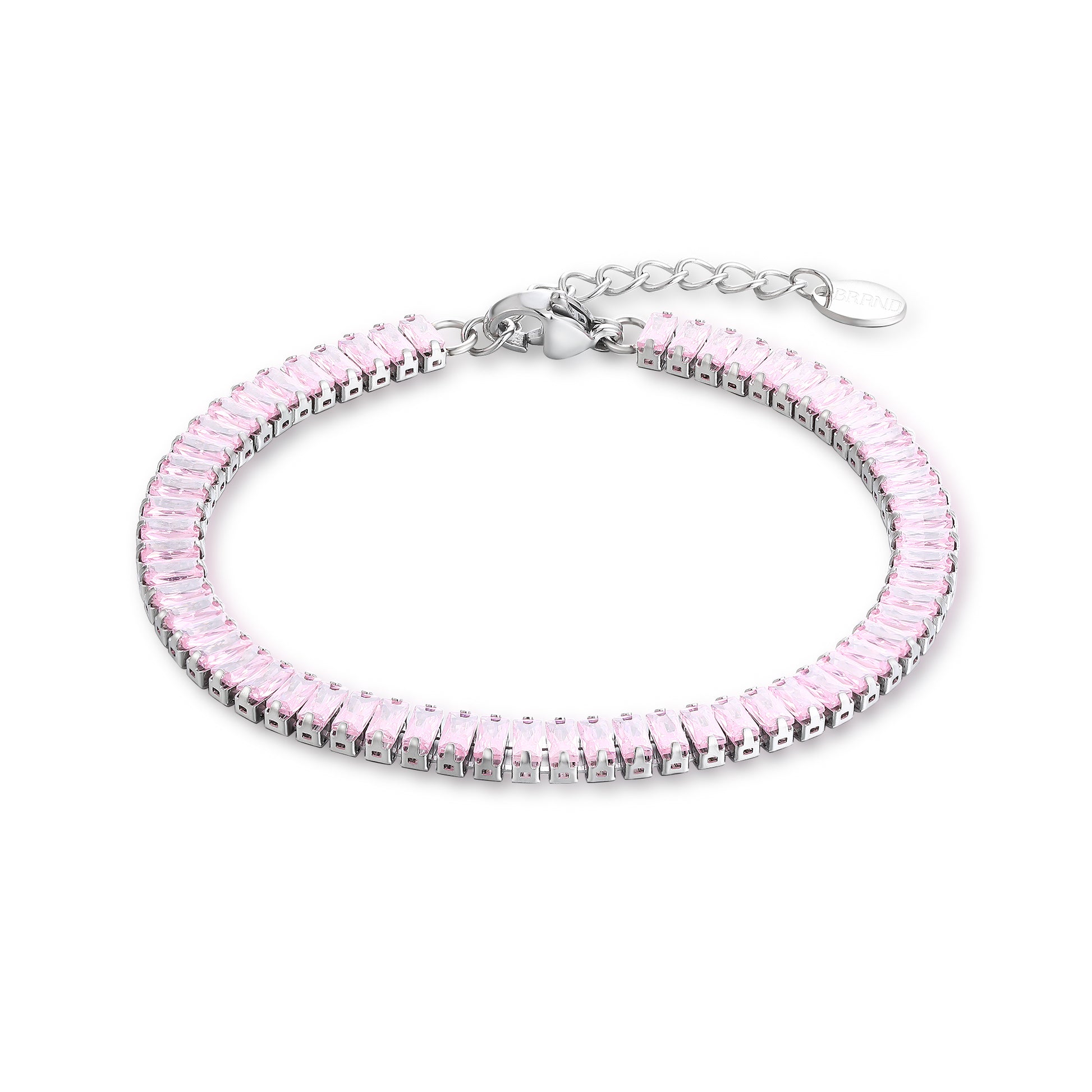 Bracciale Tennis Baguette Classico in acciaio inox con moschetto Privè - Brand Gioielli