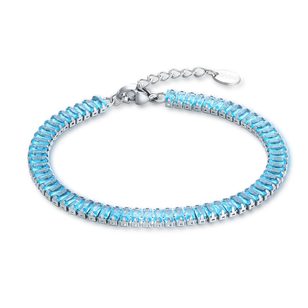 Bracciale Tennis Baguette Classico in acciaio inox con moschetto Privè - Brand Gioielli