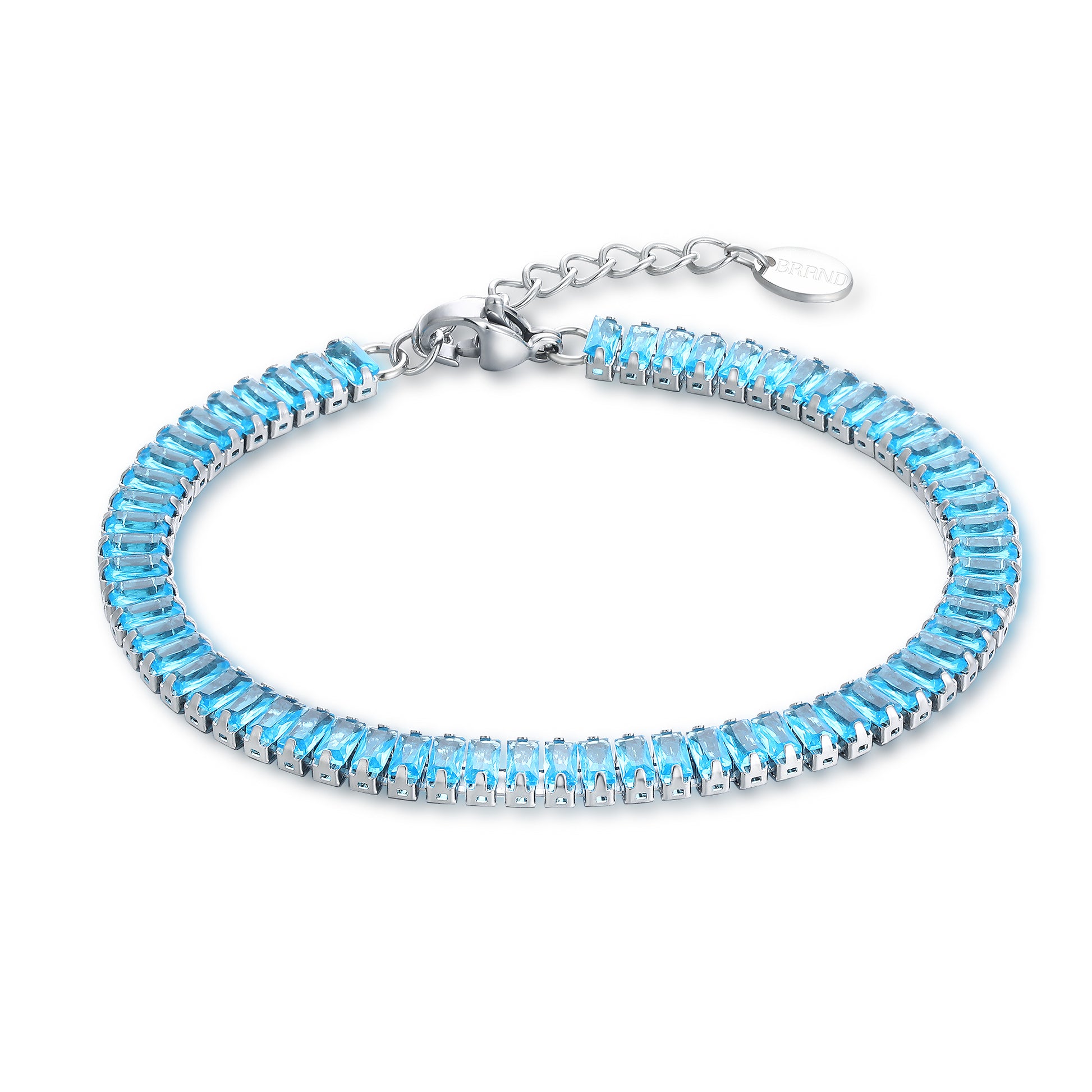 Bracciale Tennis Baguette Classico in acciaio inox con moschetto Privè - Brand Gioielli