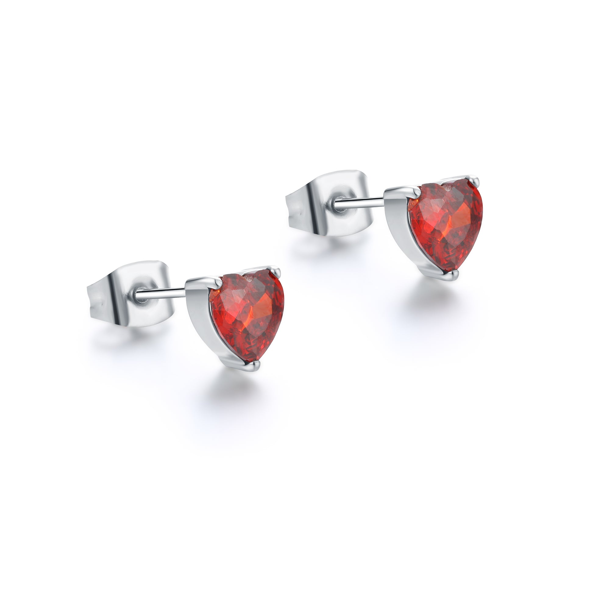 Orecchini a Lobo con Cristallo a Cuore in acciaio inox - Brand Gioielli