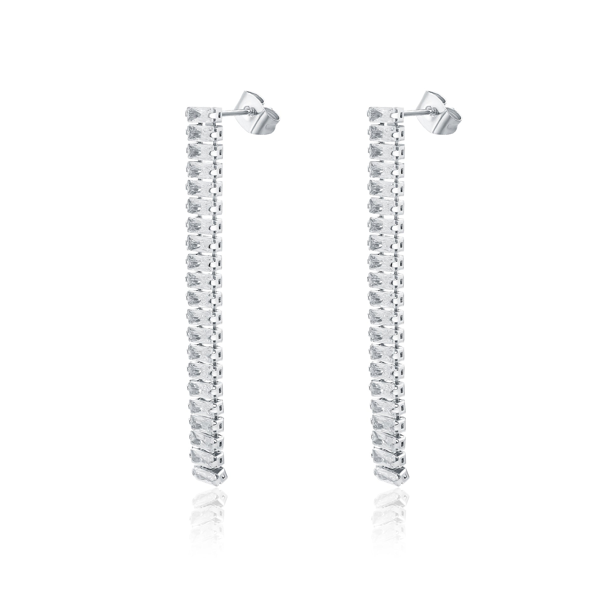 Orecchini Pendenti Tennis Baguette in acciaio inox Privè - Brand Gioielli