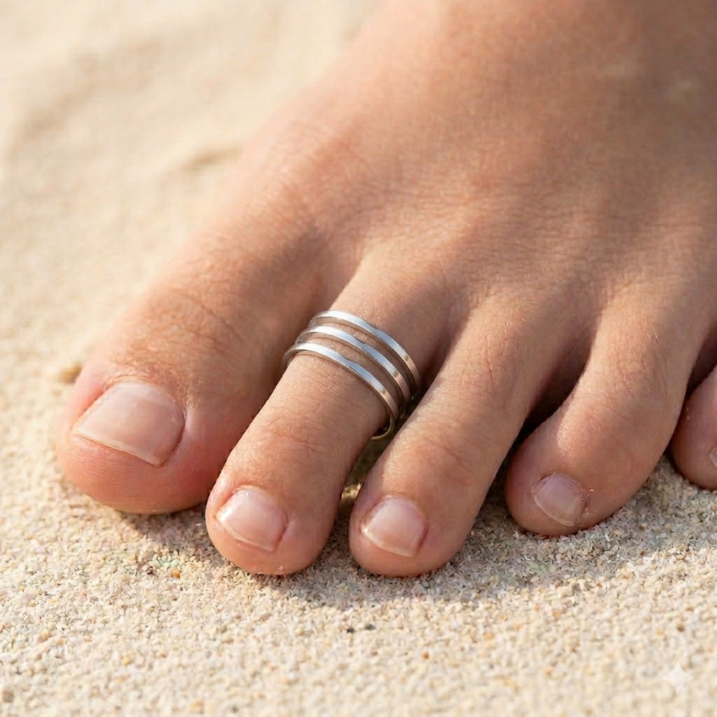 Anello da Piede Tre Fili Regolabile in acciaio inox Summer Vibes - Brand Gioielli