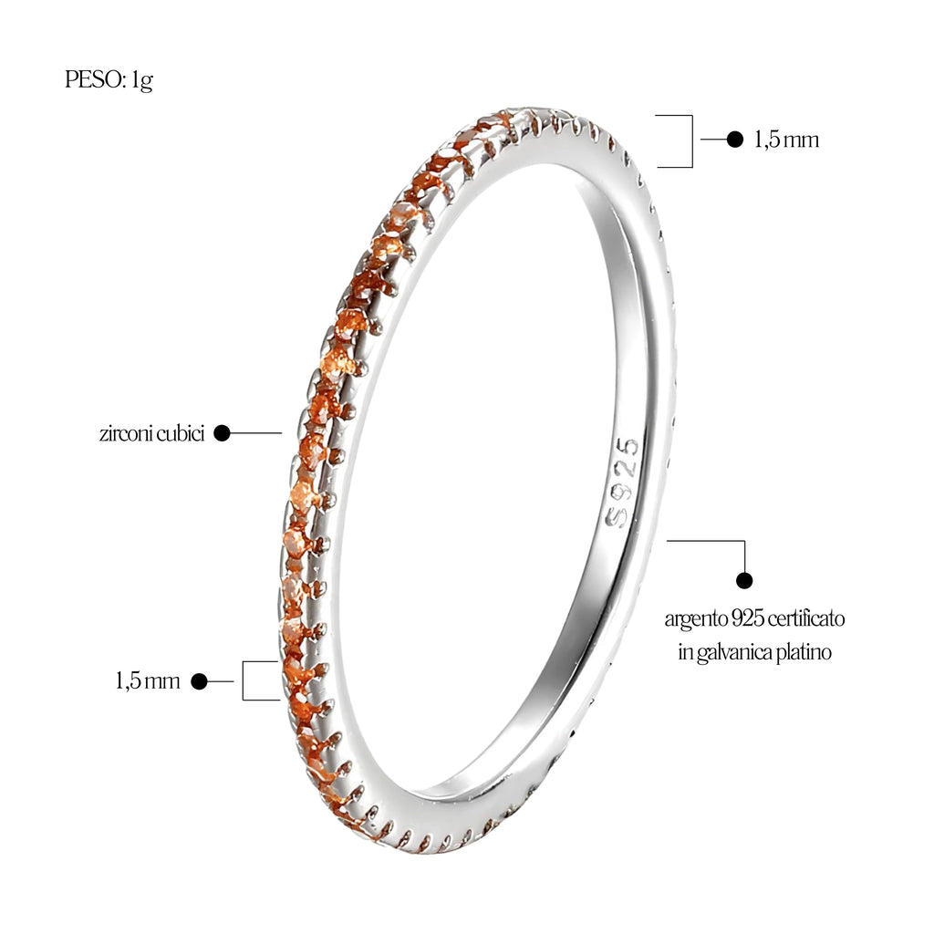 Anello Veretta Arancione in Argento 925 - Les Folies