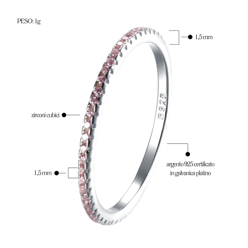 Anello Veretta Rosa in Argento 925 - Les Folies