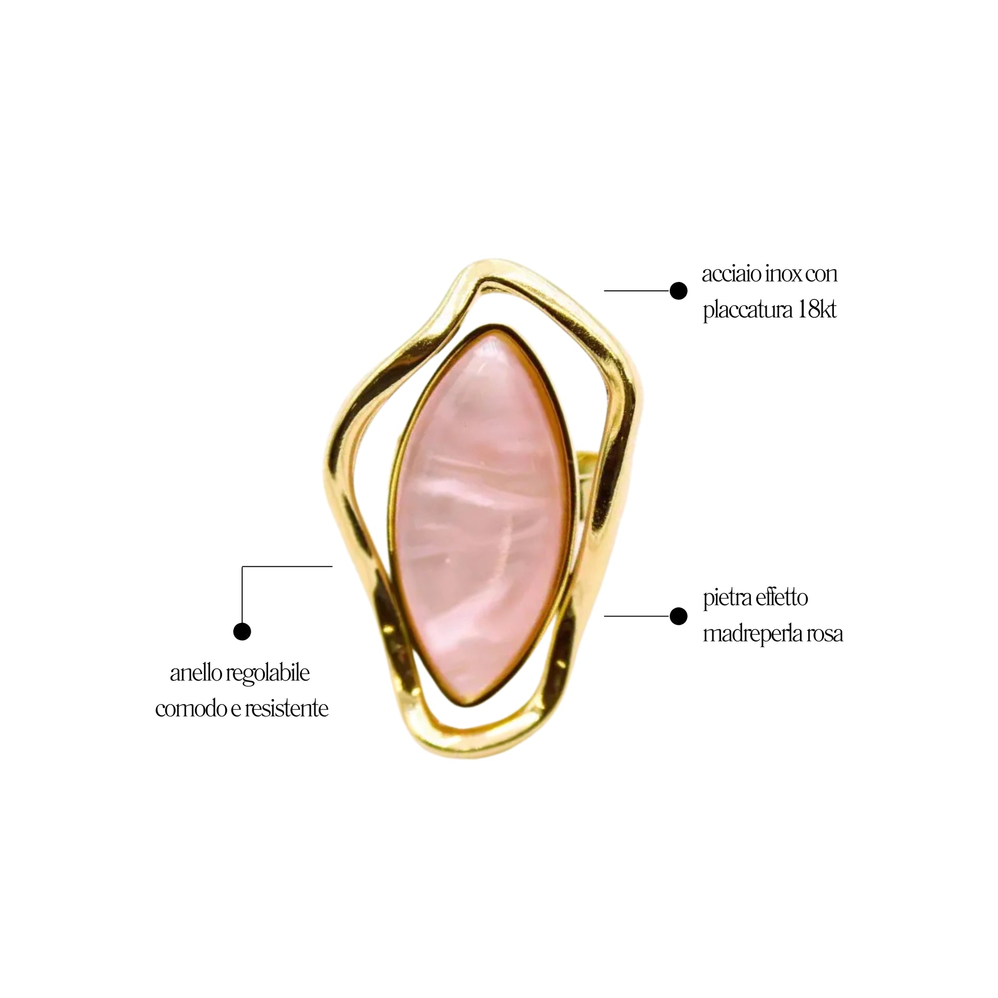 Anello AcciaioInox Placcato18kt - Myra
