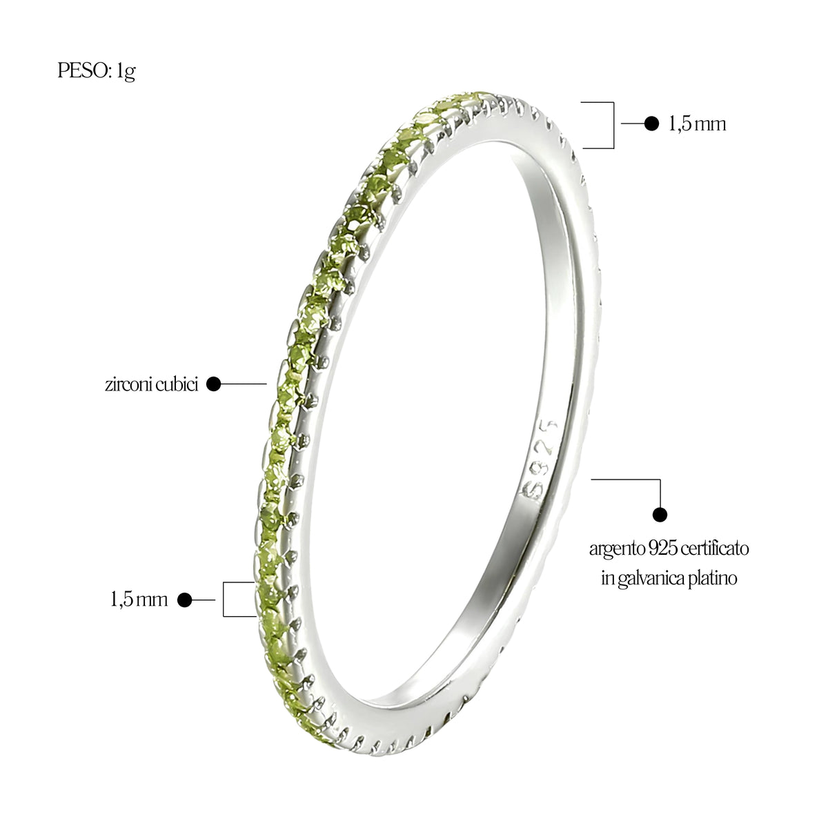 Anello Veretta Lime in Argento 925 - Les Folies