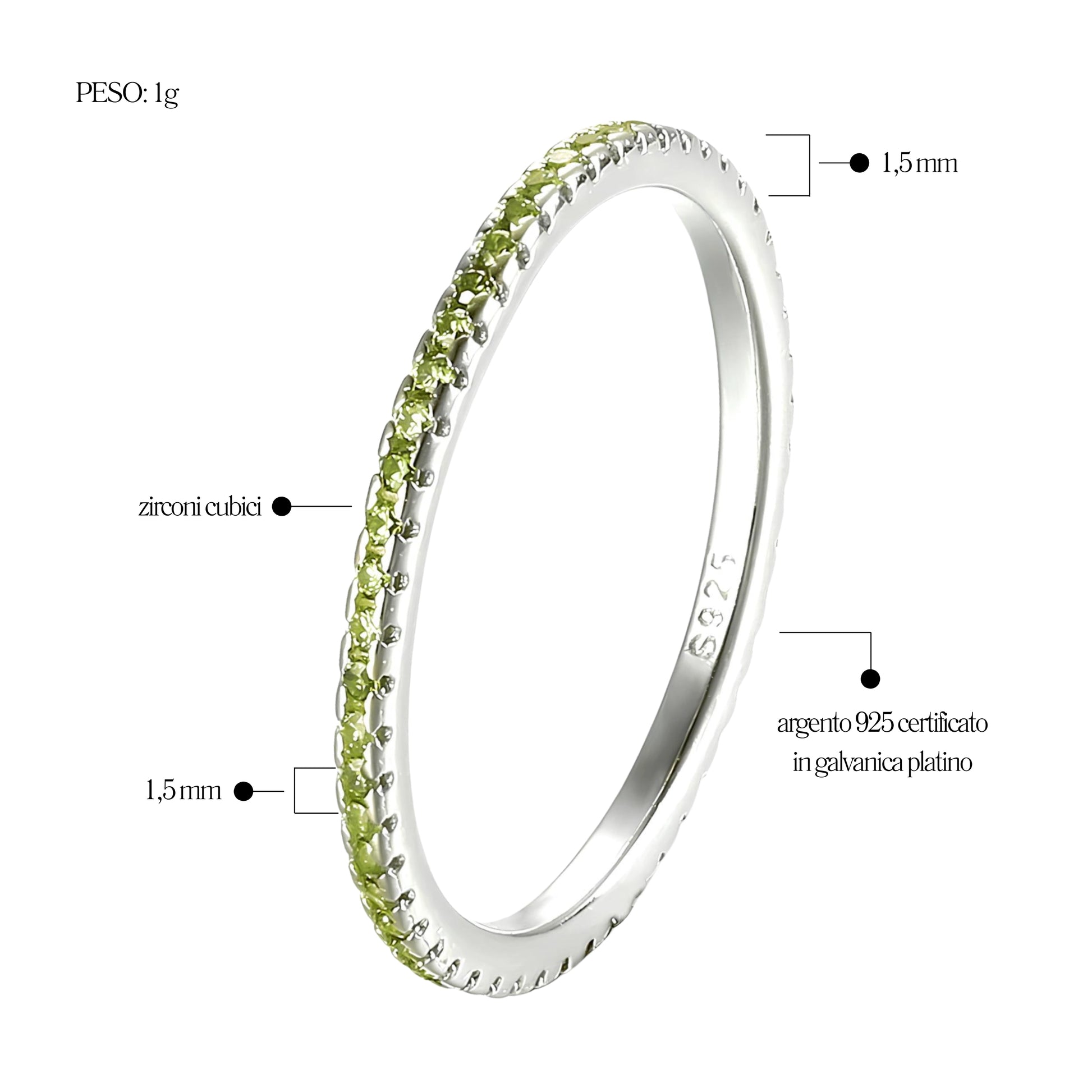 Anello Veretta Lime in Argento 925 - Les Folies