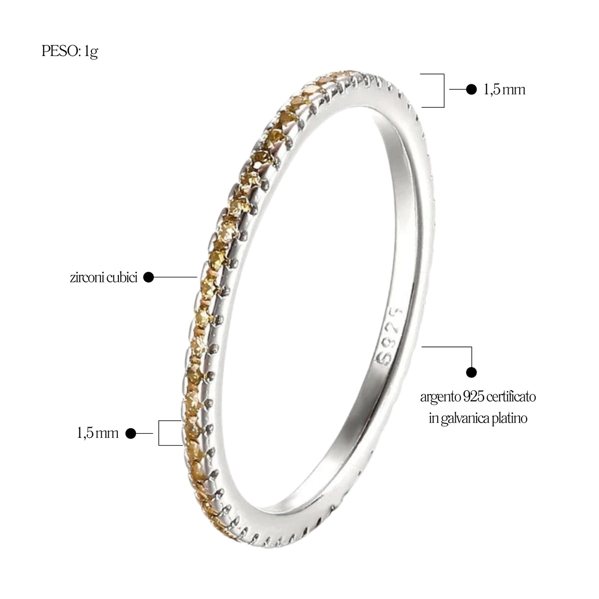 Anello Veretta Argento 925 - Oro