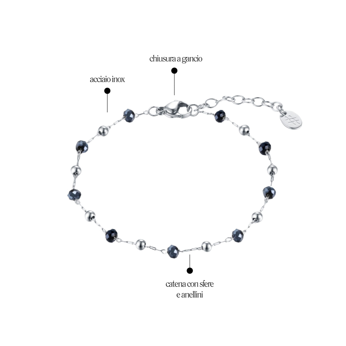 Bracciale Cristalli Acciaio Inox - Brand
