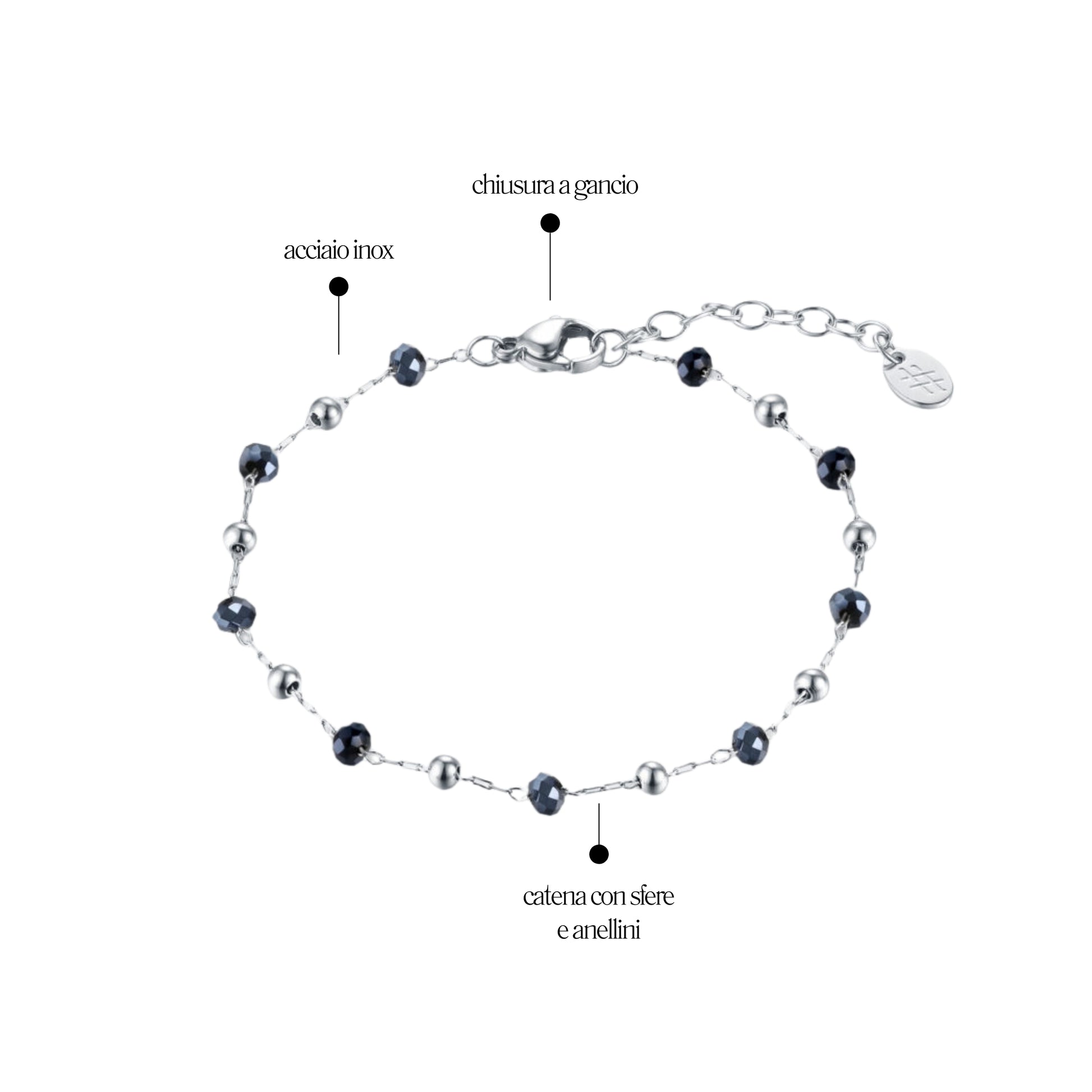 Bracciale Cristalli_AcciaioInox "BRAND"