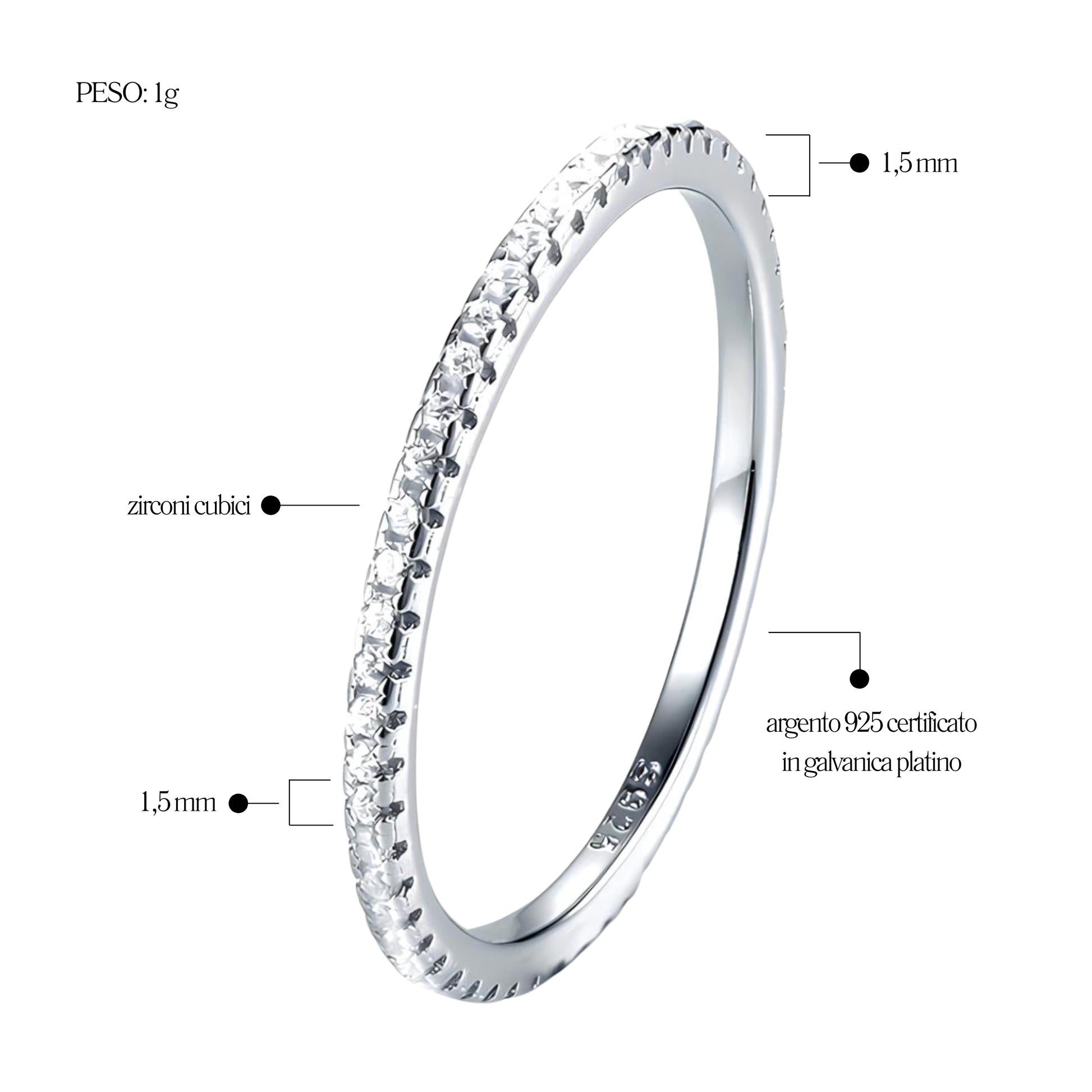 Anello Veretta Crystal in Argento 925 - Les Folies