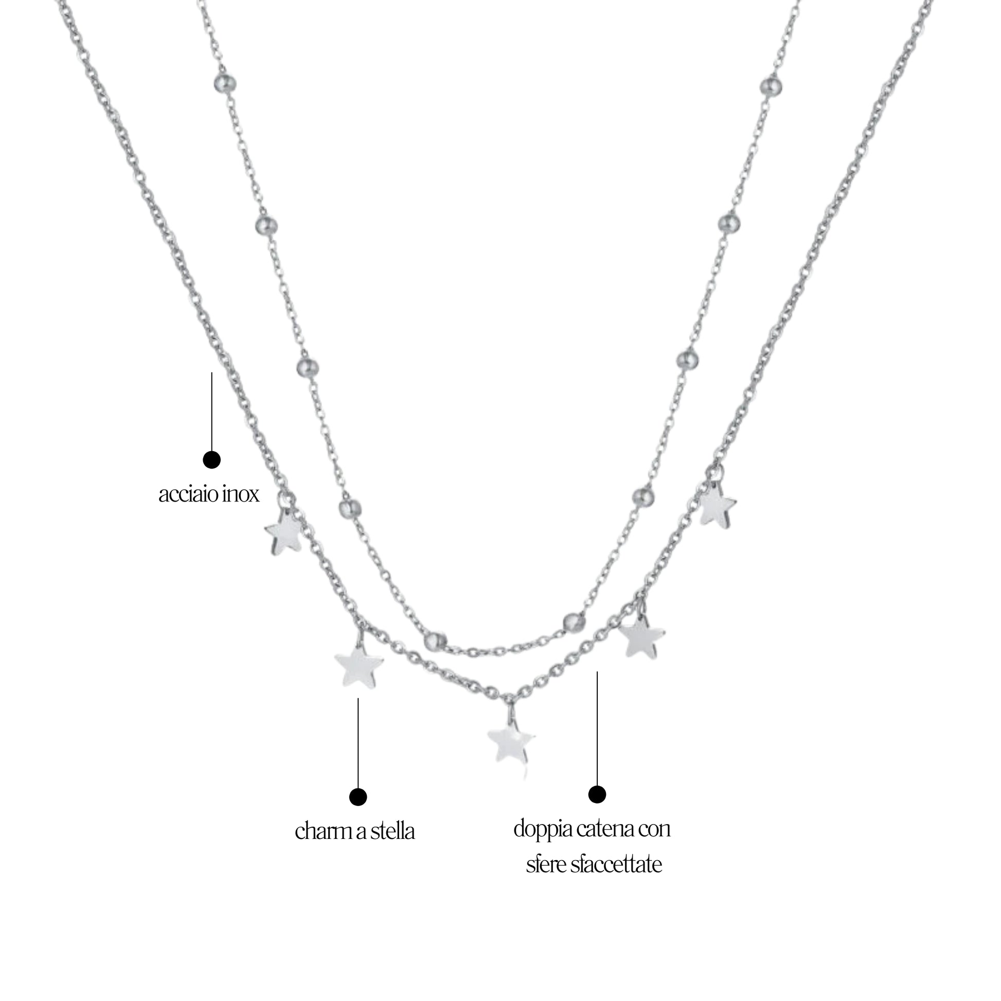 Collana Doppia con stelline Stardust - Brand Gioielli