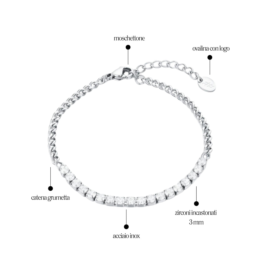 Bracciale Tennis con Catena Grumetta - Brand Gioielli
