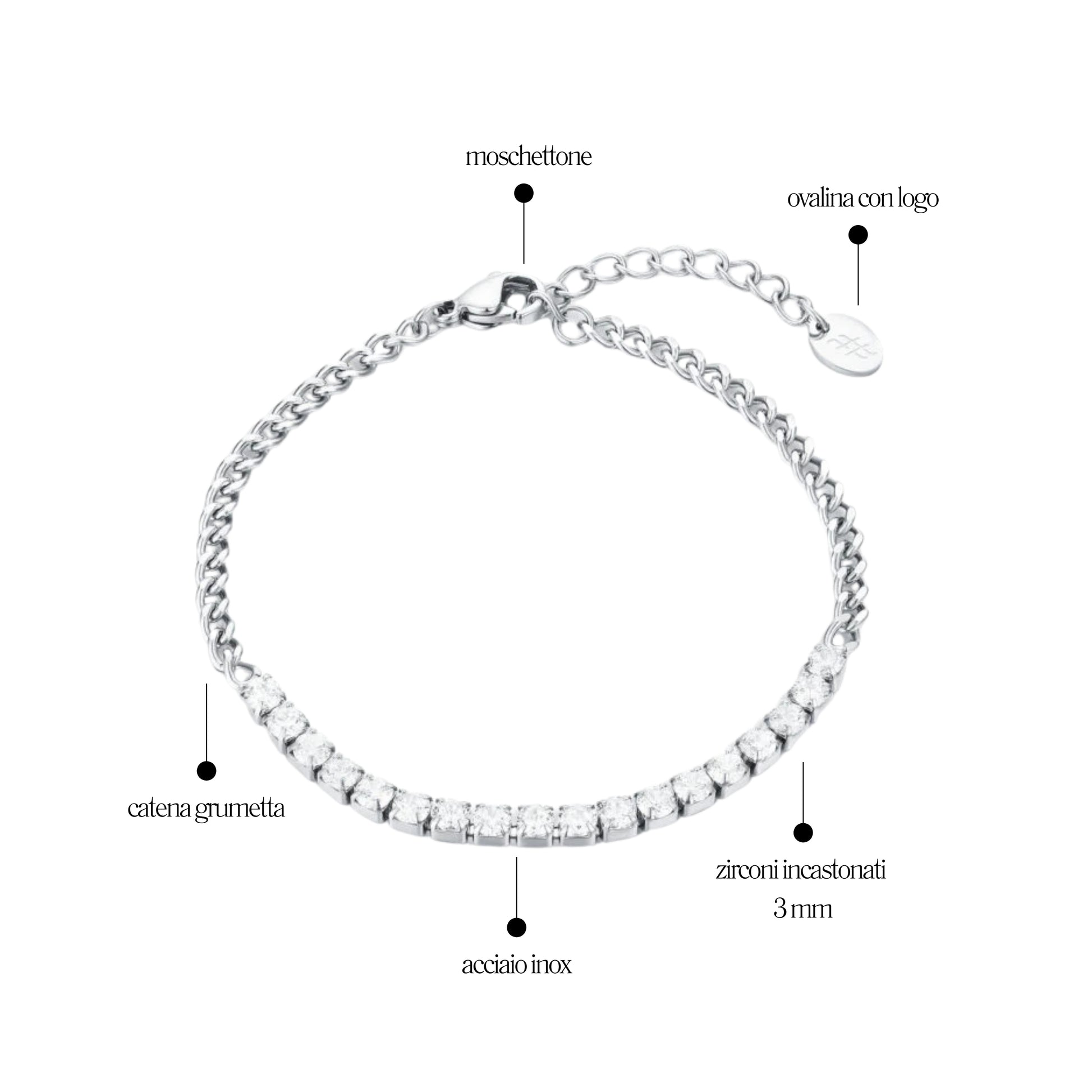 Bracciale Tennis con Catena Grumetta - Brand Gioielli