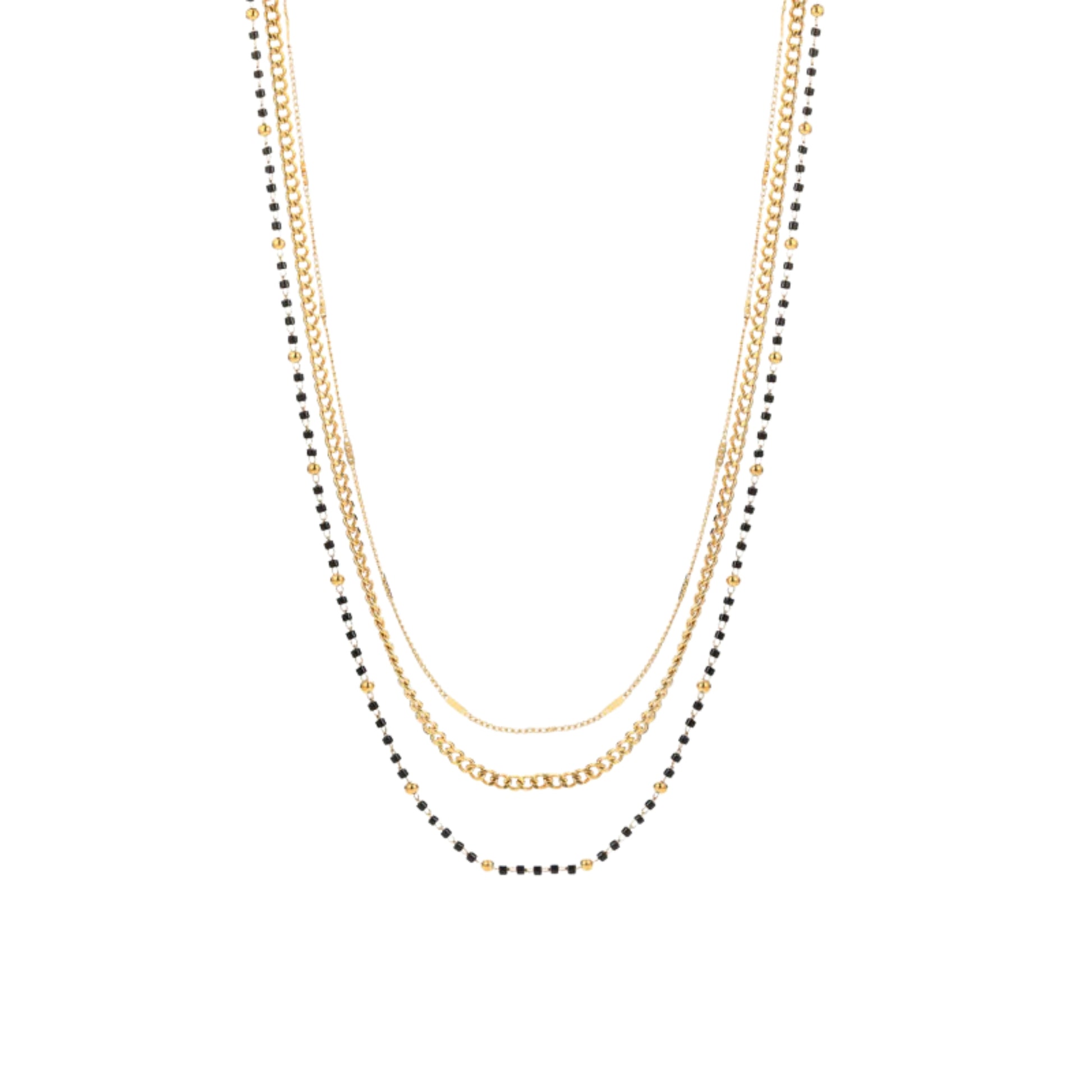 Collana Triplo Filo con perline nere Layers - Brand Gioielli