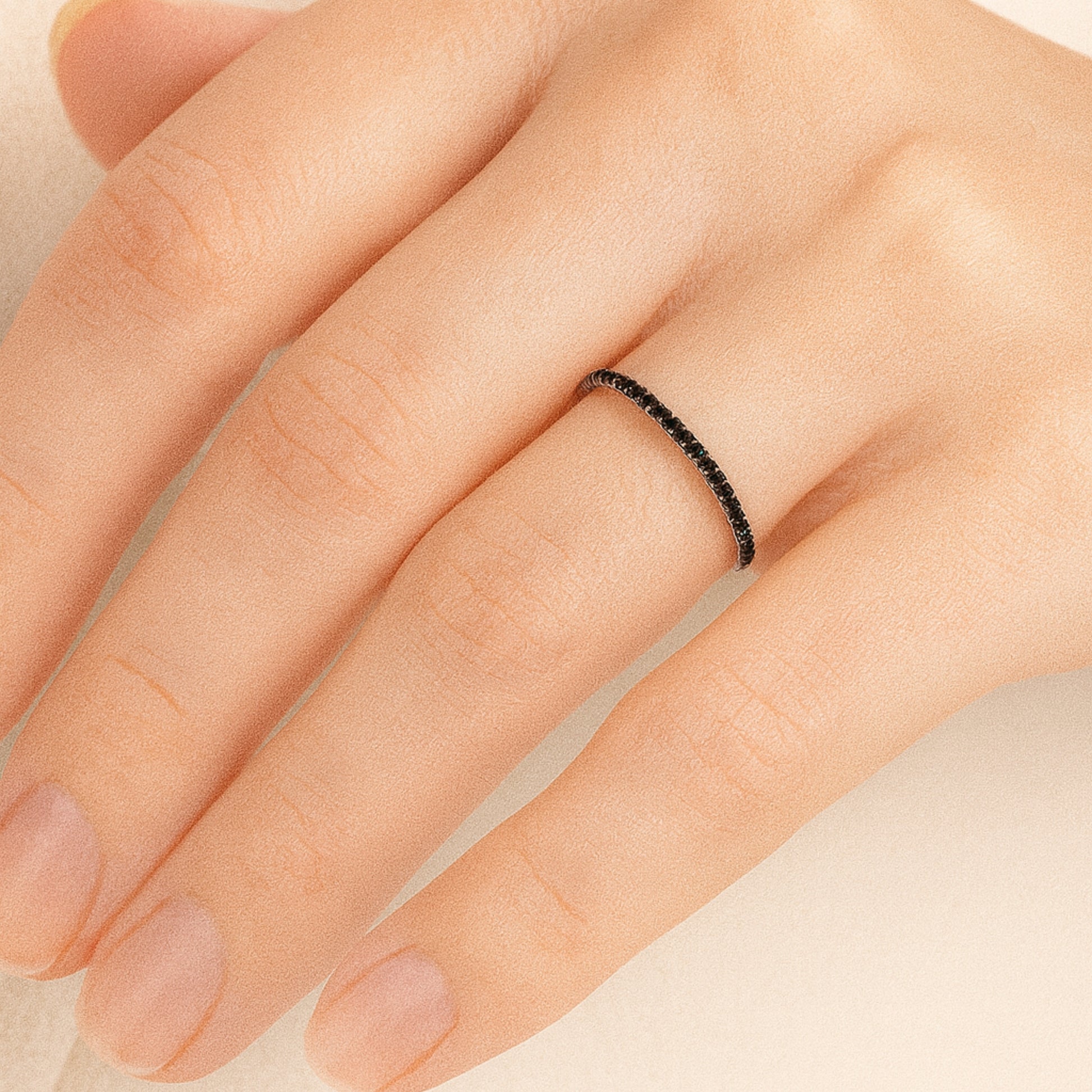 Anello Veretta Nero in Argento 925 - Les Folies