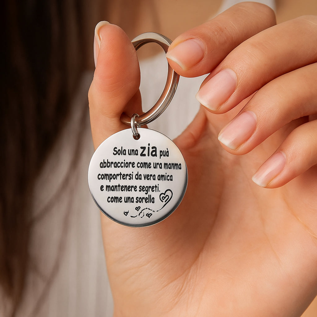 Portachiavi "Solo una Zia può abbracciare come una mamma..." - Les Folies