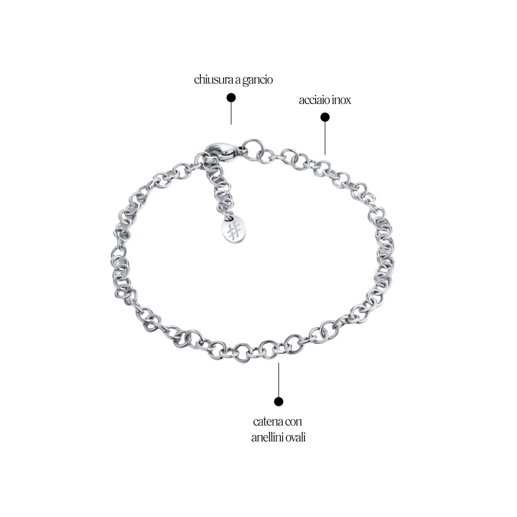 Bracciale Anelli Piccoli Acciaio Inox - Brand
