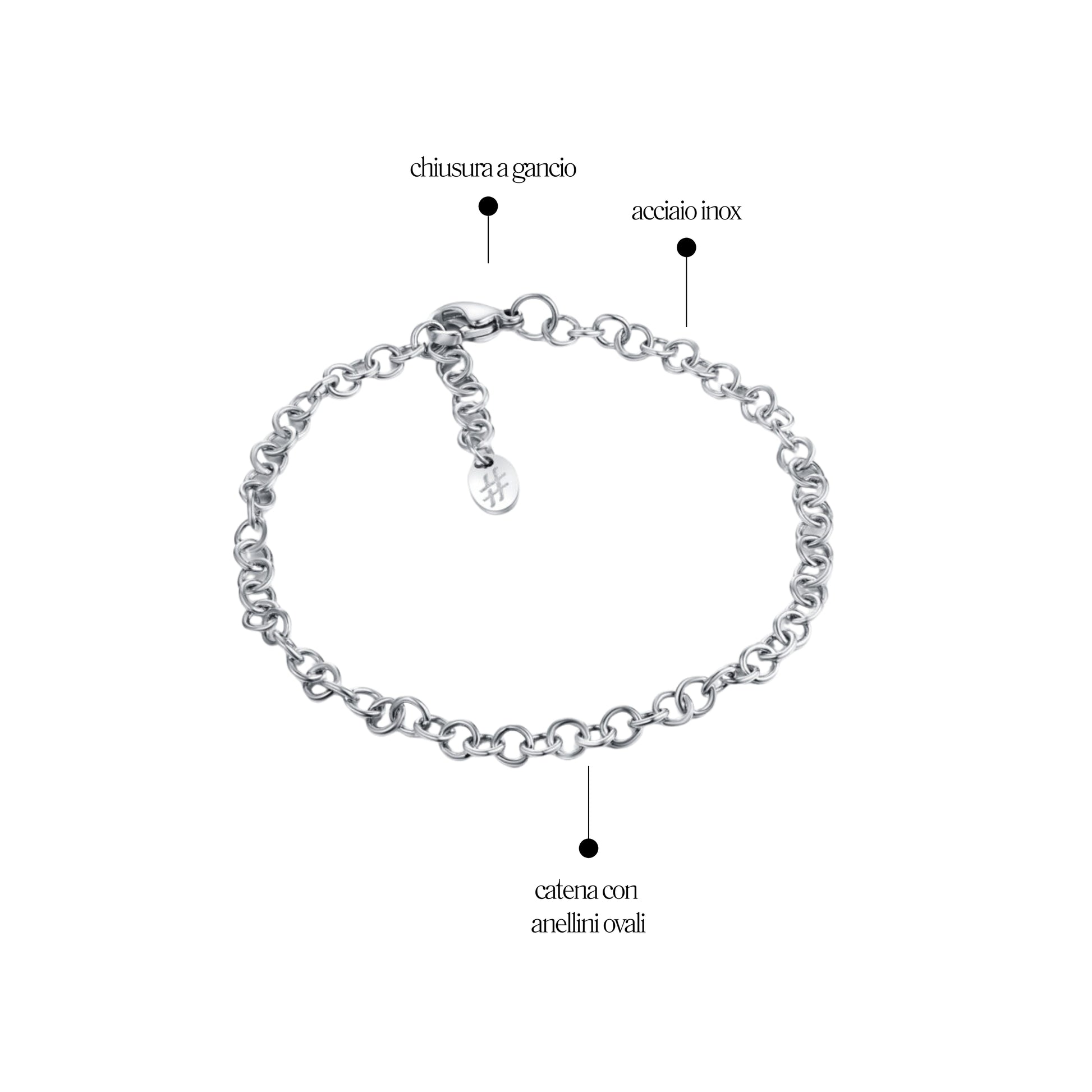 Bracciale Anelli Piccoli_AcciaioInox "BRAND"