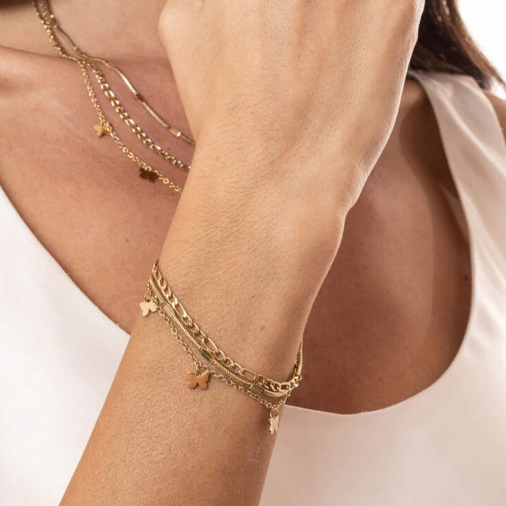 Bracciale Triplo Filo con farfalle Layers - Brand Gioielli