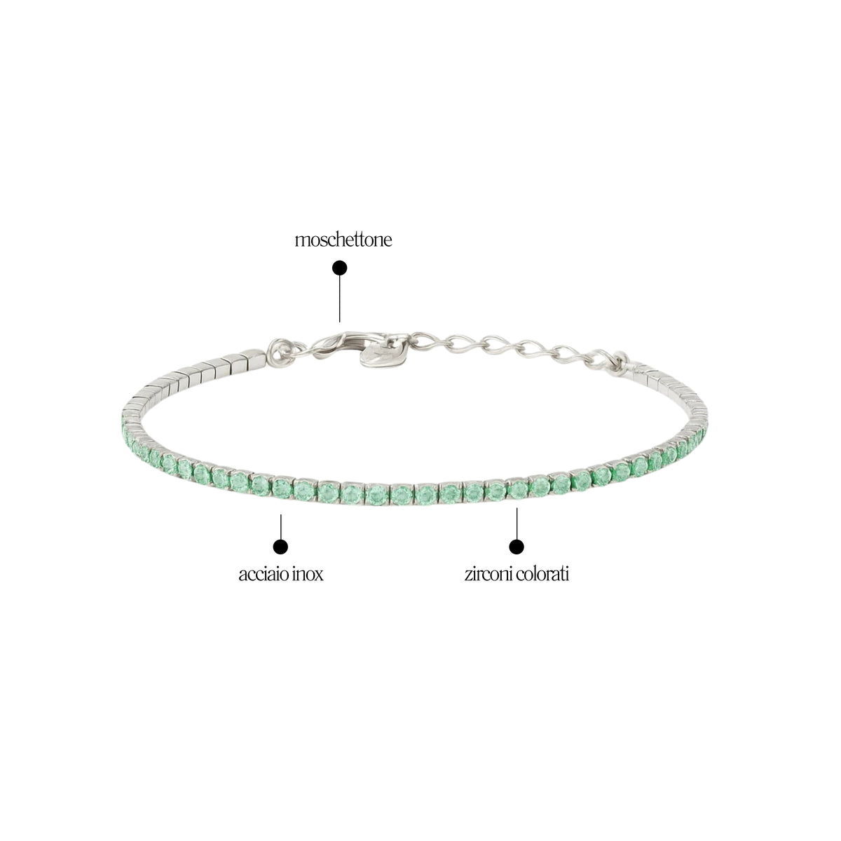 Bracciale Tennis 2mm chiusura a moschetto - Les Folies