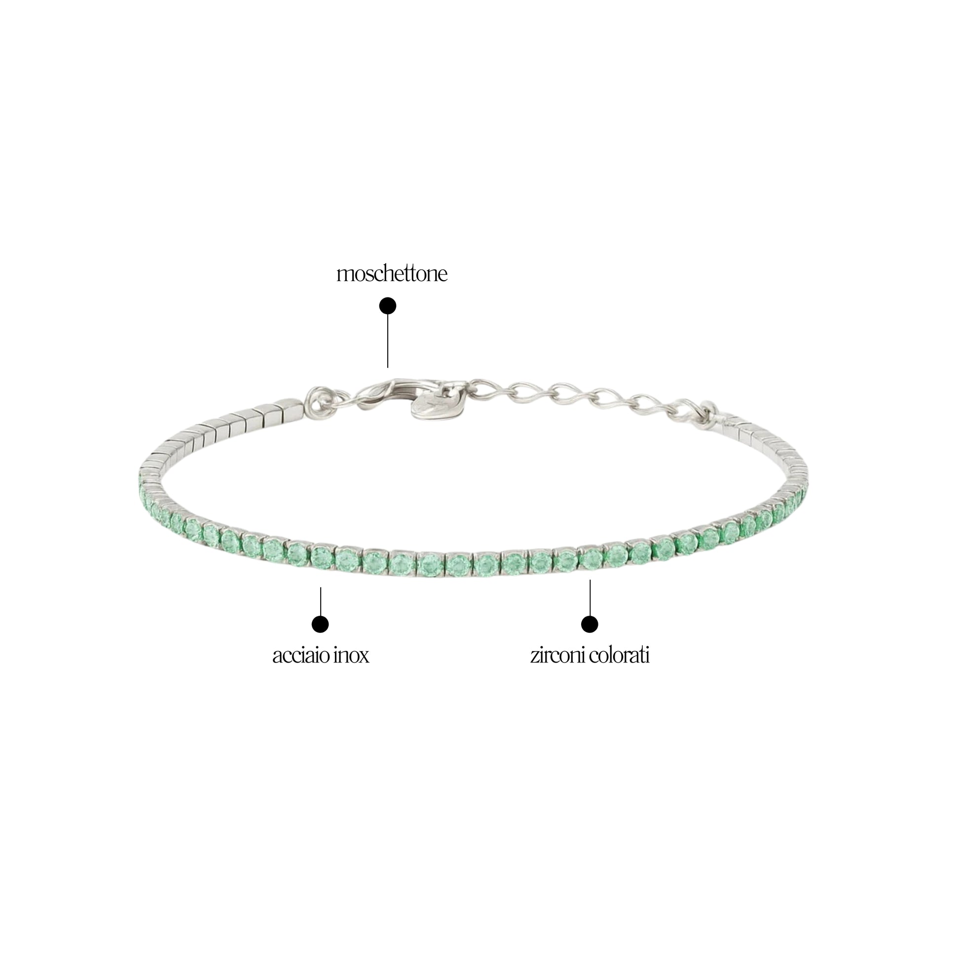 Bracciale Tennis 2mm chiusura a moschetto - Les Folies