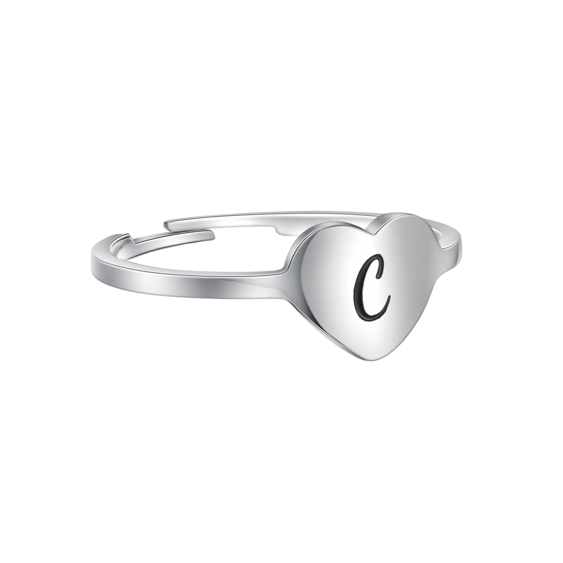 Anello Cuore Lettera in Acciaio Inox - Brand Gioielli