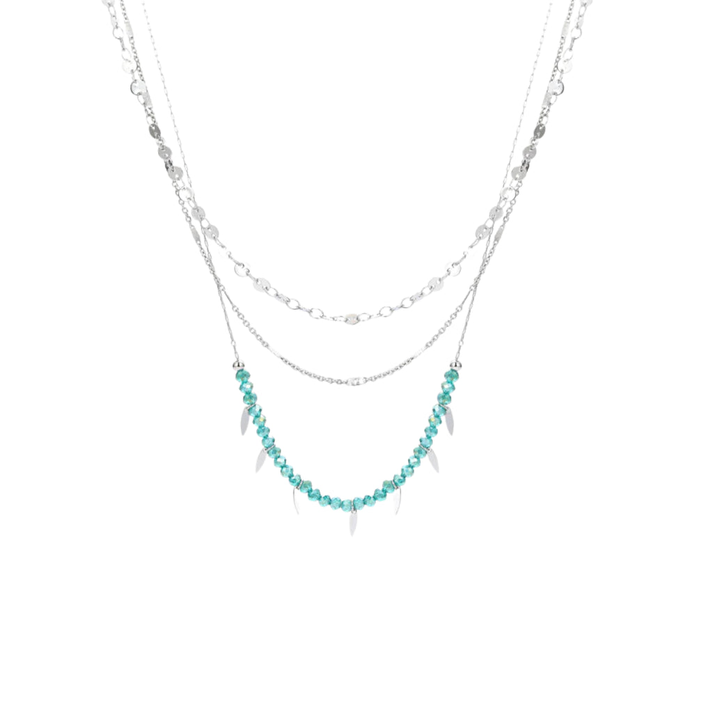 Collana Triplo Filo con cristalli e piume - Brand Gioielli