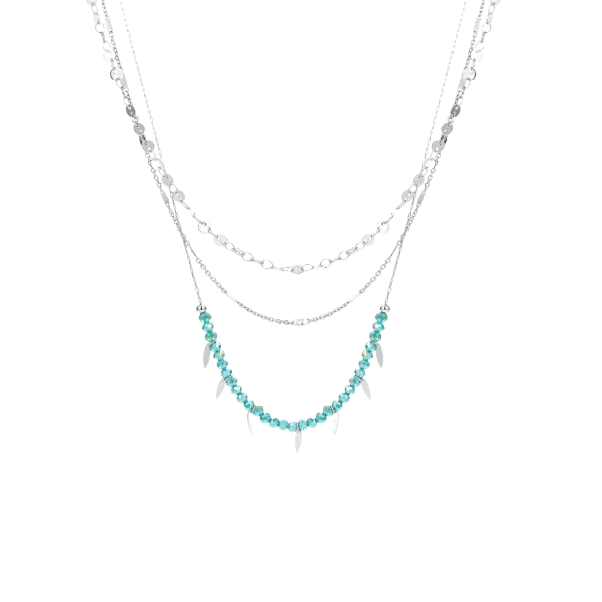 Collana Triplo Filo con cristalli e piume - Brand Gioielli