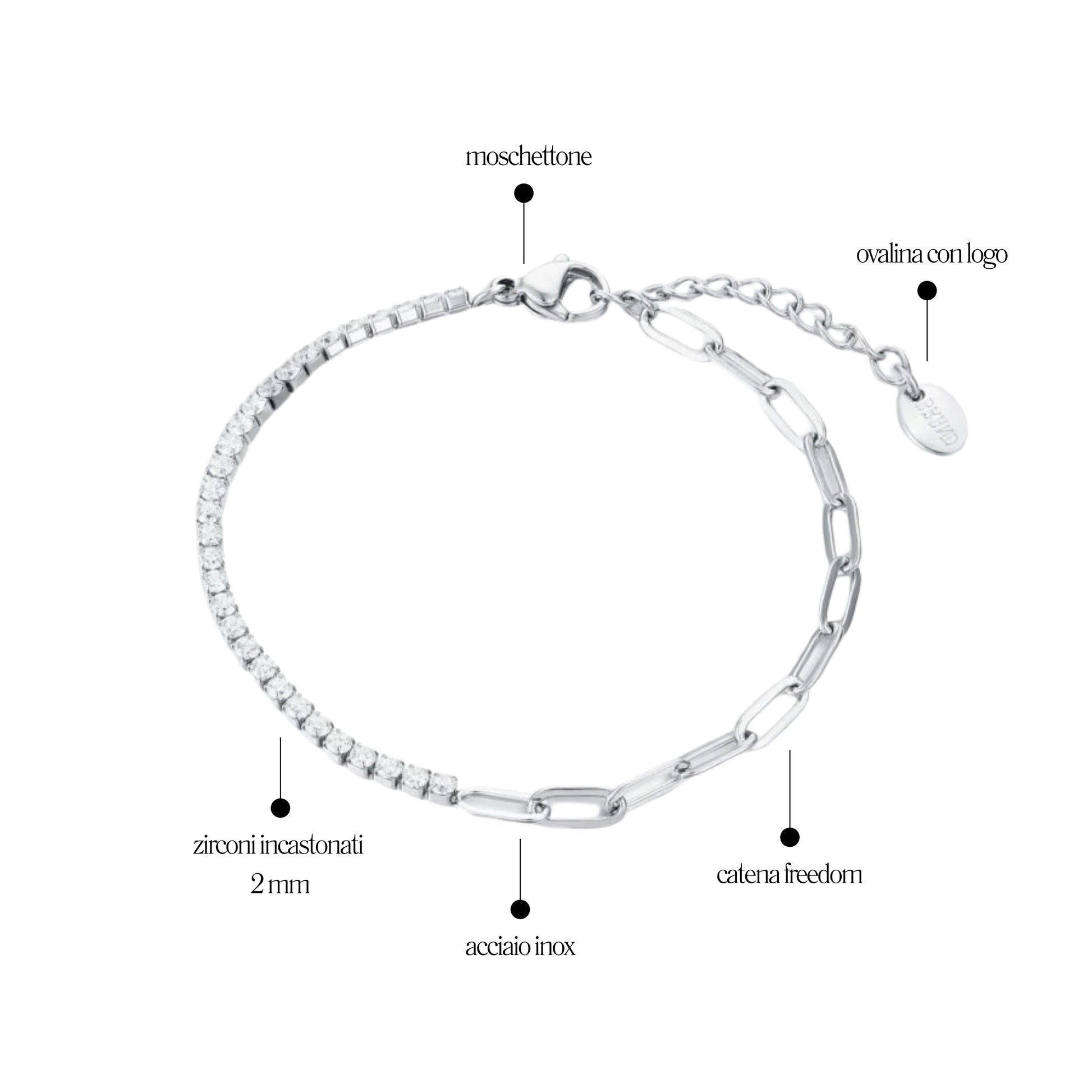 Bracciale Tennis con Catena Freedom - Brand Gioielli