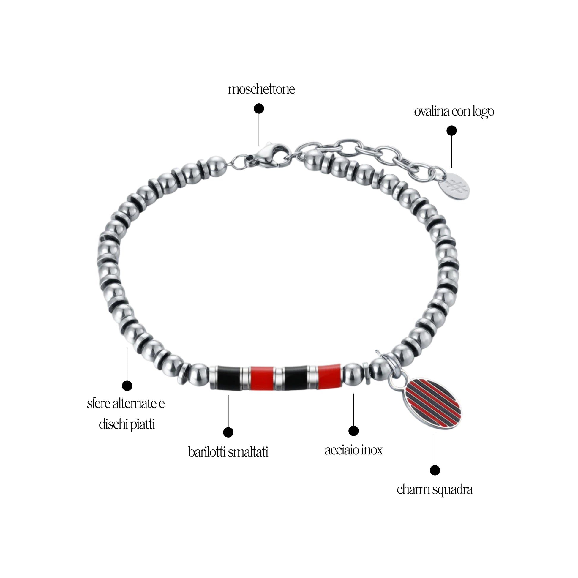 Bracciale Rosso Nero Misura Uomo - Brand Gioielli