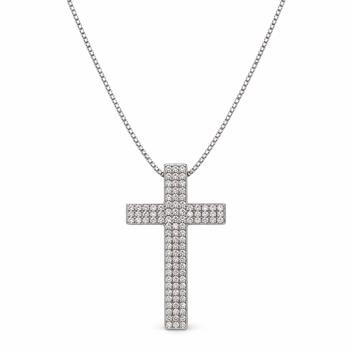 Collana Croce Pavè di strass in Argento 925