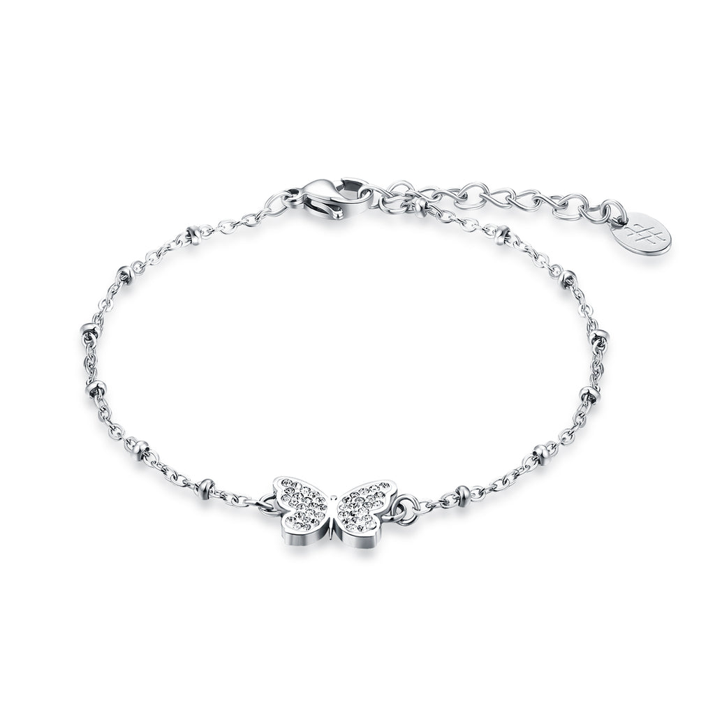 Bracciale Farfalla Cristalli in acciaio inox Shine - Brand Gioielli