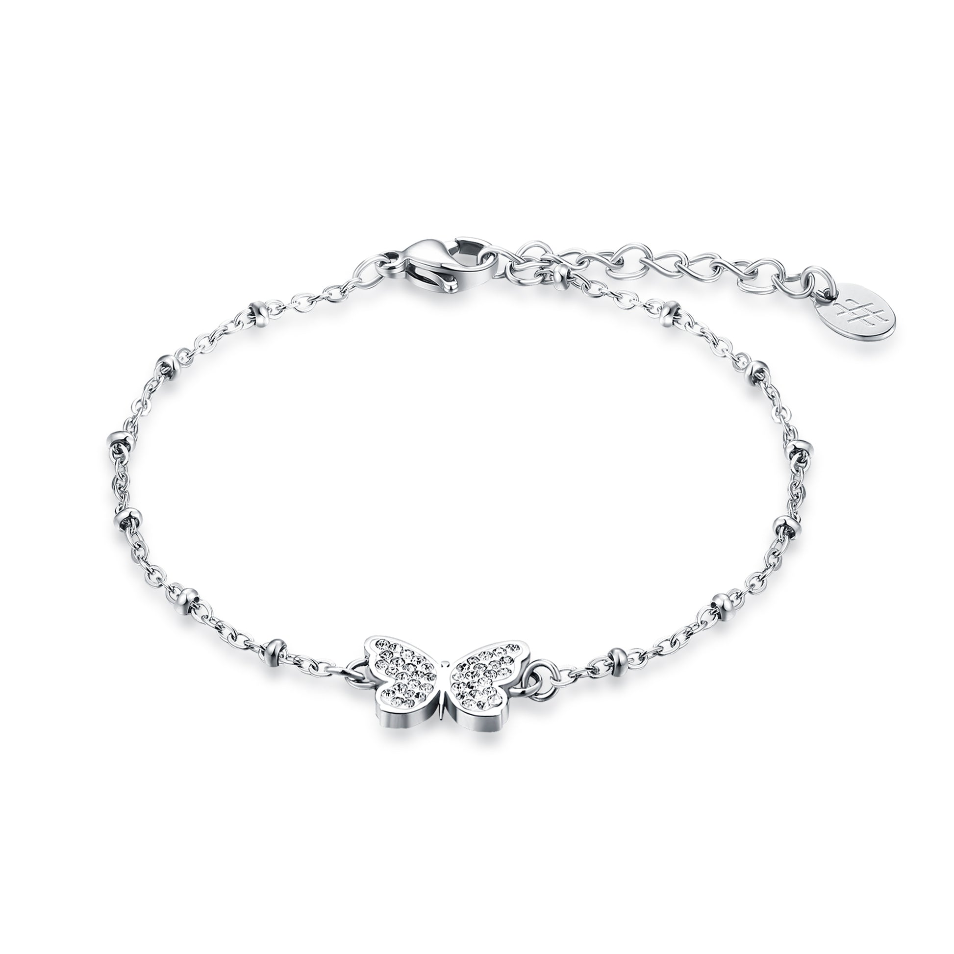 Bracciale Farfalla Cristalli in acciaio inox Shine - Brand Gioielli