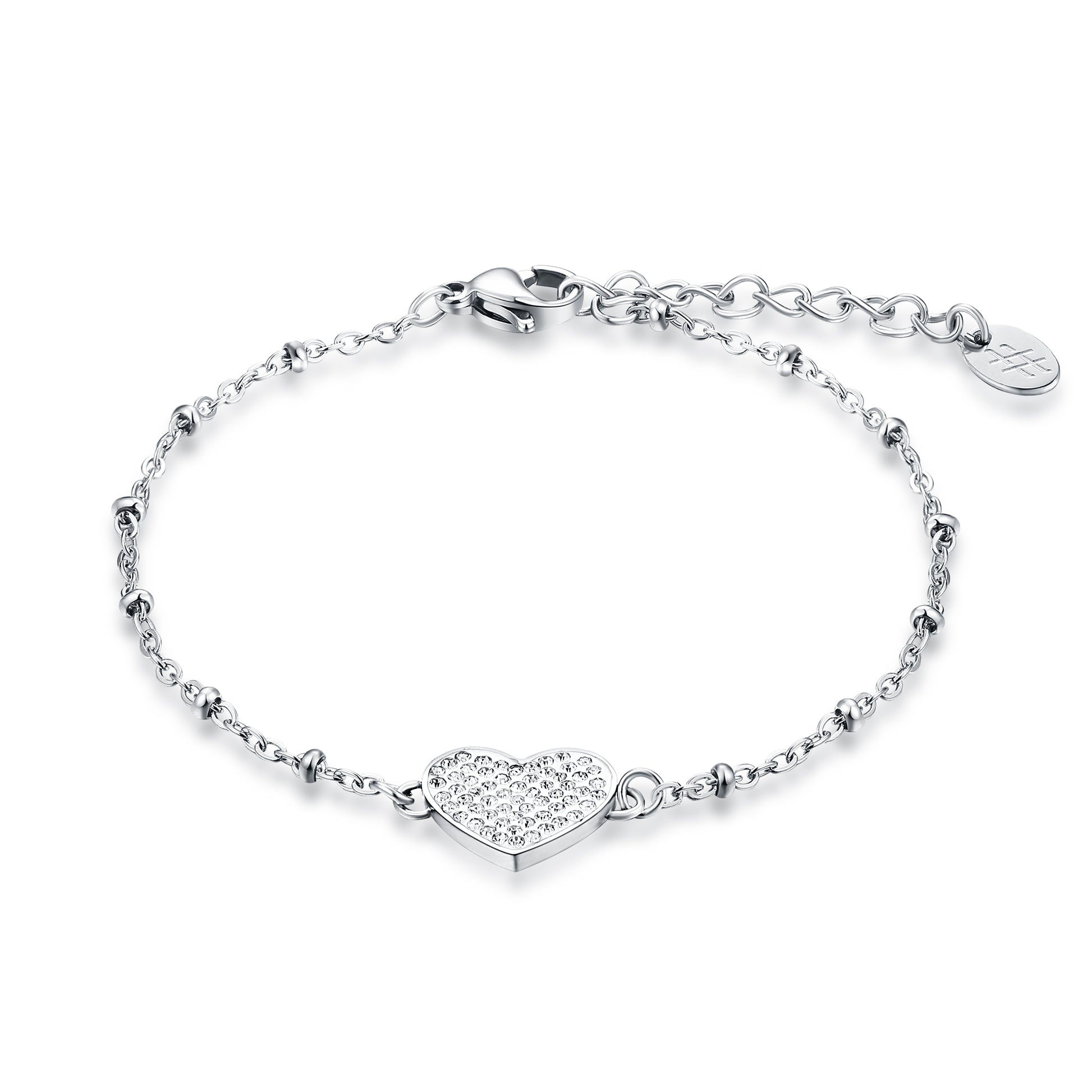 Bracciale Cuore Cristalli in acciaio inox Shine - Brand Gioielli